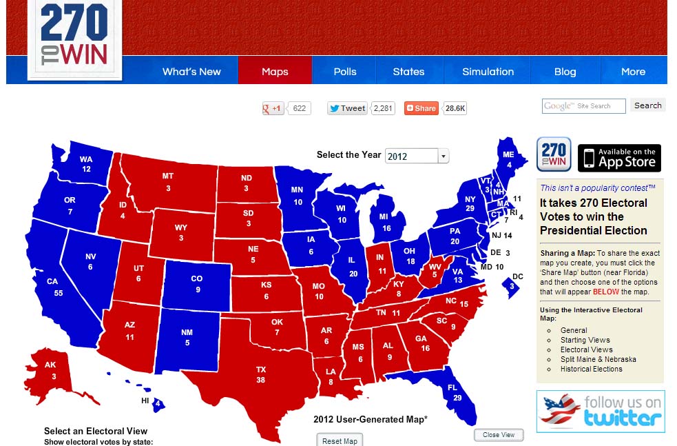 2012 Presidential Election Interactive Map and History of the Electoral College-162336